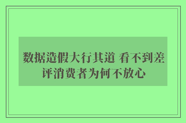 数据造假大行其道 看不到差评消费者为何不放心